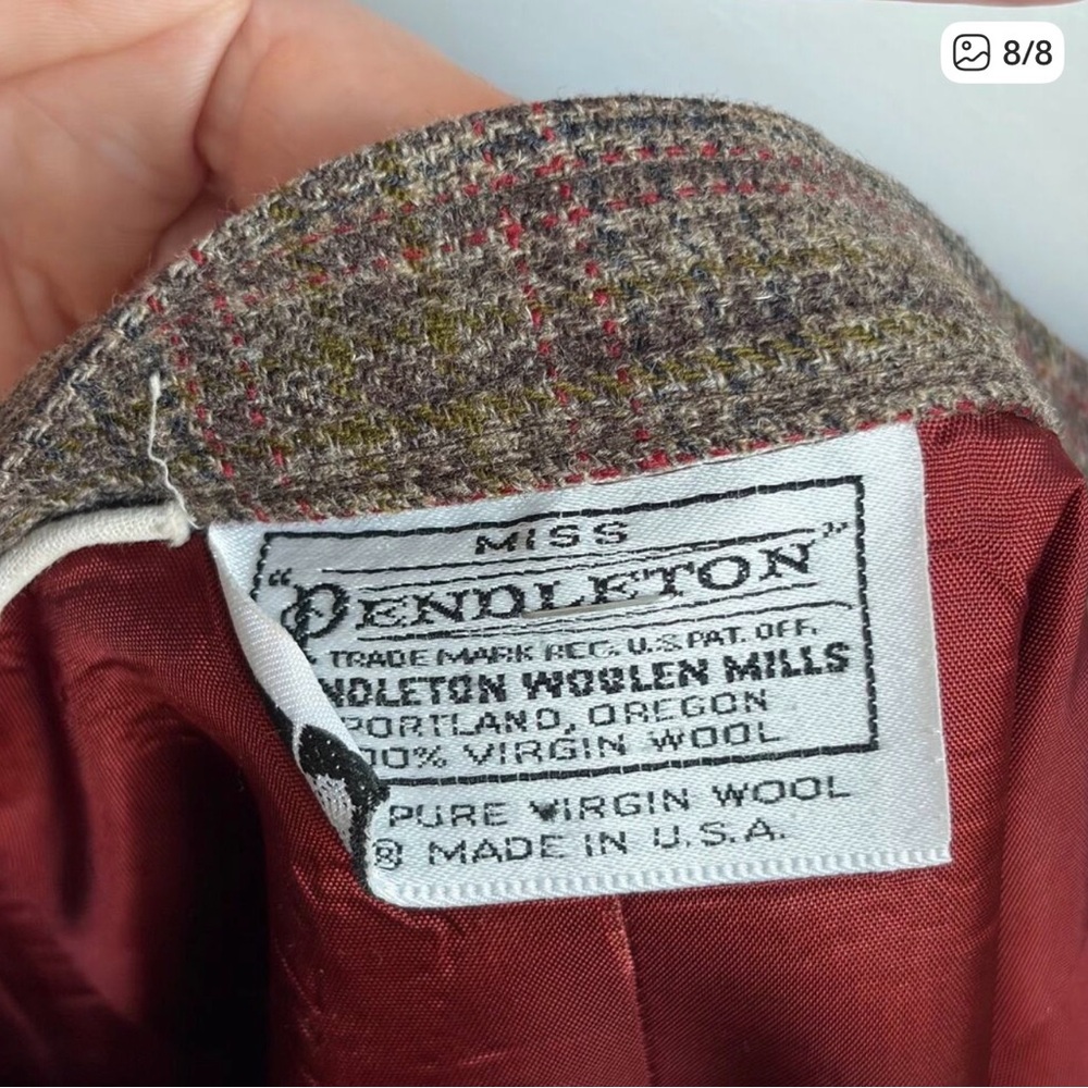 Miss Pendleton Vintage Virgin Wool Skirt Blazer Set Plaid Brown Size 4 / Small - Picture 6 of 8
